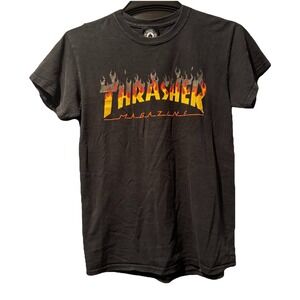 Thrasher Magazine‎ Flame Logo Graphic T Shirt Black Gildan Mens Size S